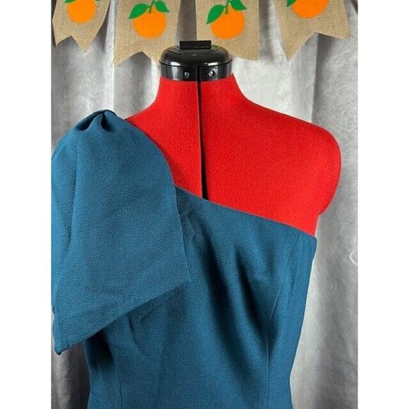 DRESS THE POPULATION Tiffany One-Shoulder Bow-Tie Midi Dress in Pine Size XL NWT - Picture 2 of 7